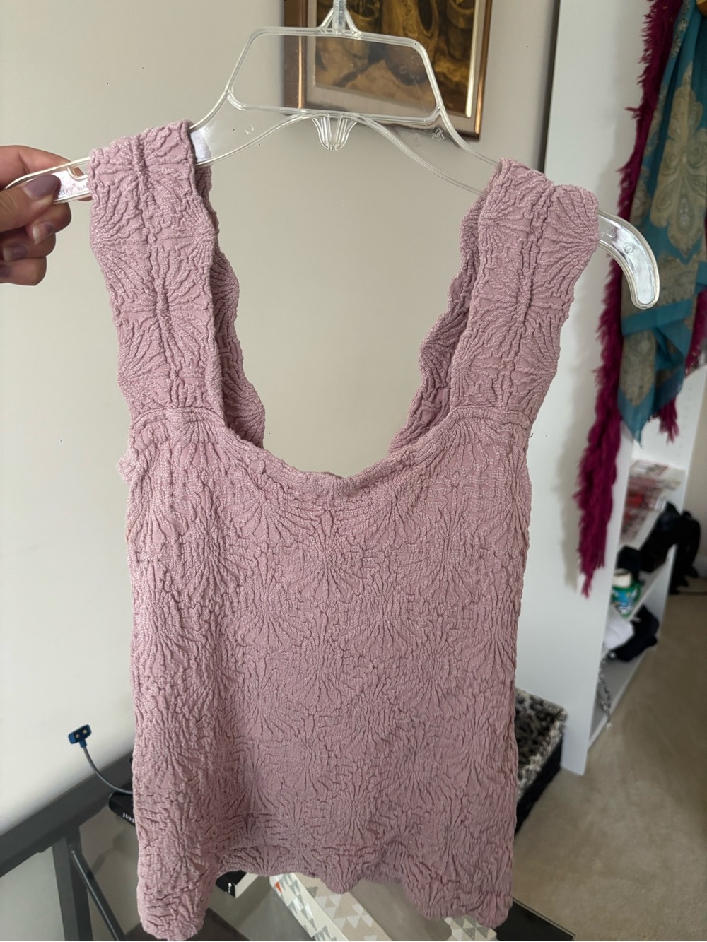 Free People Textured Pink Top